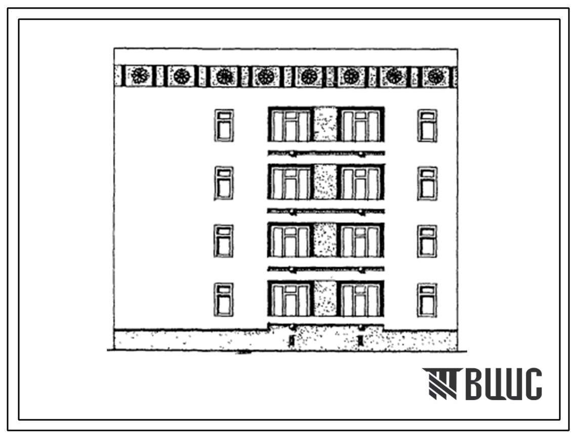 Типовой проект 63-047с.13.86 Блок-секция 4-этажная 12-квартирная торцевая левая 1Б.2Б.3А (для Азербайджанской ССР)
