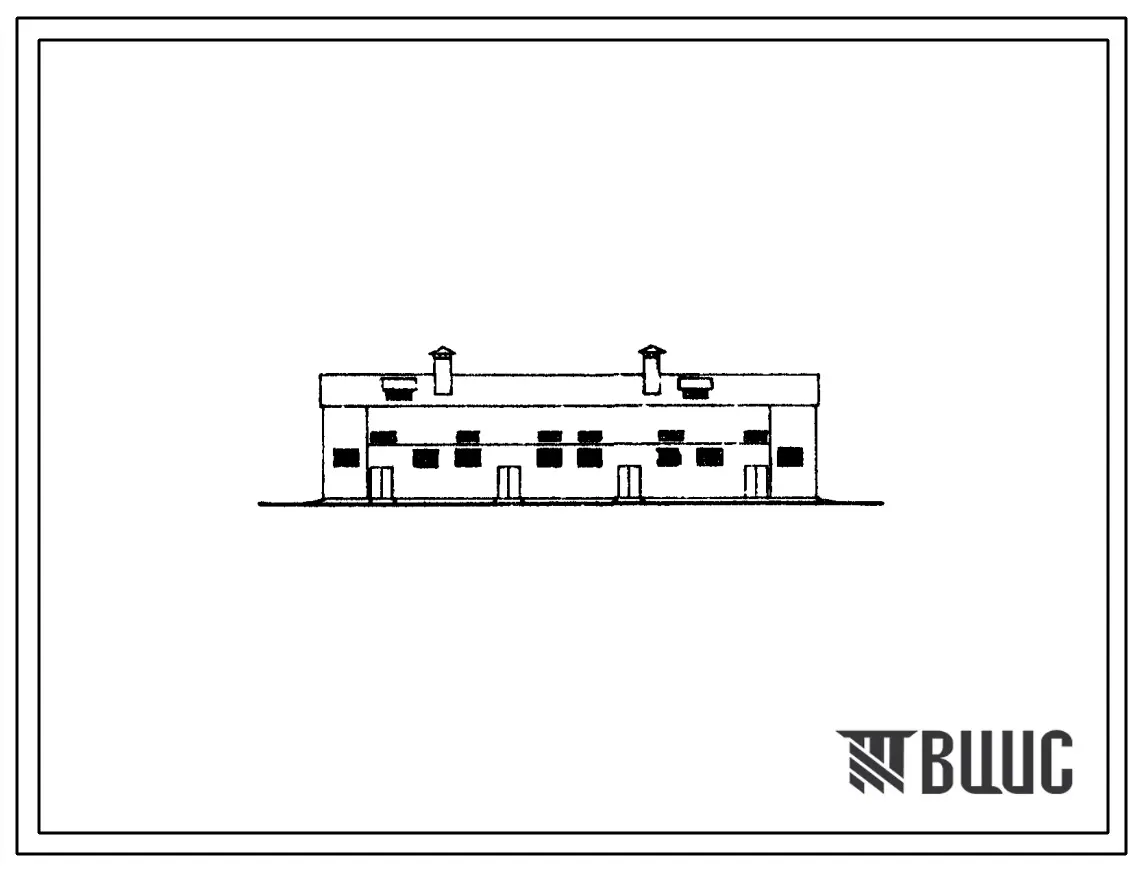 Типовой проект 801-162 Здание на 228 голов молодняка беспривязного содержания с нормированным кормлением на выгульно-кормовых дворах. Для строительств в районах с расчетной наружной температурой до -20 0С. Тип 1