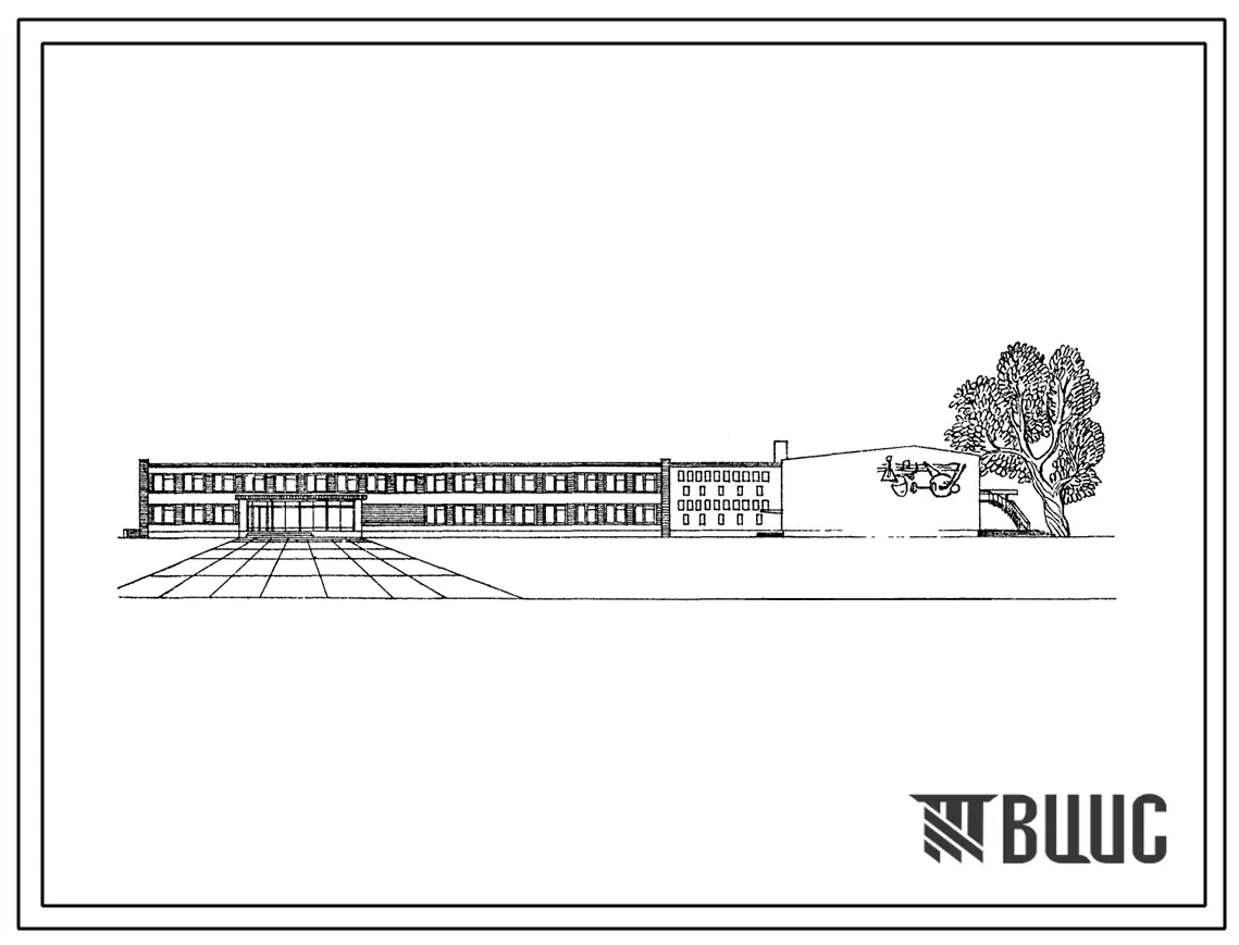 Типовой проект 224-1-55 Школа-клуб на 320 учащихся с универсальным залом размером 12х24 метра. Для строительства во II и III строительно-климатических зонах (Для 1 и 3 проектно-строительных зон).