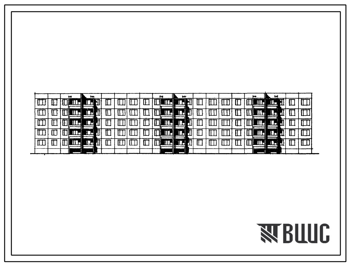 Типовой проект 111-60-26 Пятиэтажный трехсекционный дом на 89 квартир (однокомнатных 1А-2, 1Б-57; двухкомнатных 2А-30). Для строительства в 1В климатическом подрайоне, 2 и 3 климатических районах