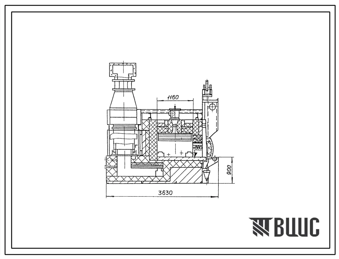 Типовой проект 406-9-263.83 Печь нагревательная двухкамерная, размеры пода 2(1,16х1,16) м, на газе низкого давления с отводом дыма вниз
