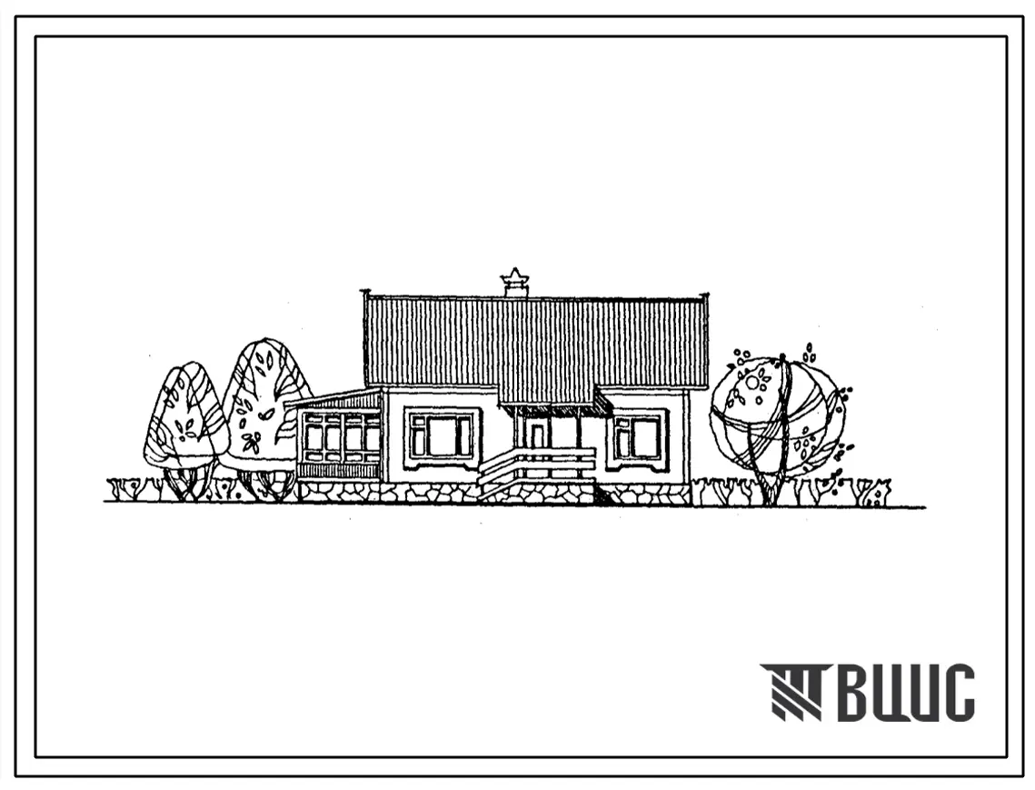 Типовой проект 181-135-161.2.87 Конструктивный вариант с чердачным перекрытием по деревянным балкам типового проекта 181-135-161/1.2 одноэтажного дома с трехкомнатной квартирой