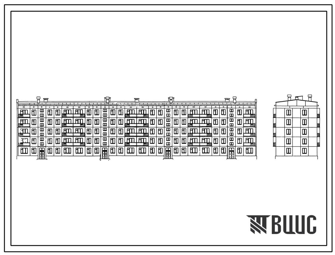Типовой проект 1-515-4/м37 5-этажный 4-секционный 80-квартирный жилой дом со стенами из керамзитобетонных панелей для строительства в г. Москве