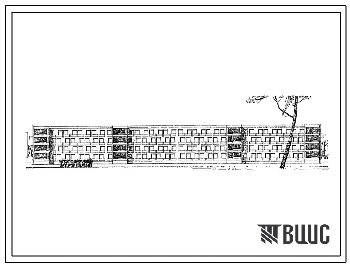 Типовой проект 1-310ТСП-1 Восьмисекционный дом на 80 квартир (однокомнатных 8, двухкомнатных 32, трехкомнатных 24, четырехкомнатных 16).