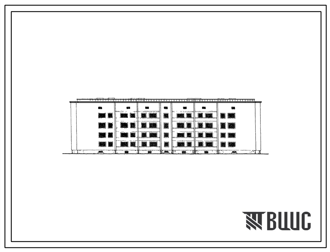 Типовой проект 115-208-3 Четырехэтажный трехсекционный жилой дом на 32 квартиры. (С поперечными несущими стенами).