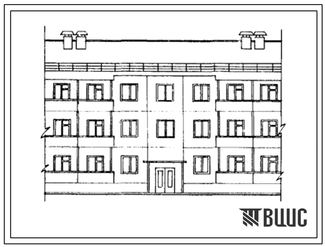 Типовой проект 48-024с/1 Трехэтажная блок-секция рядовая на 6 квартир (трехкомнатных 3Б-3, четырехкомнатных 4Б-3). Для строительства в 3 климатическом районе Киргизской ССР сейсмичностью 8 и 9 баллов