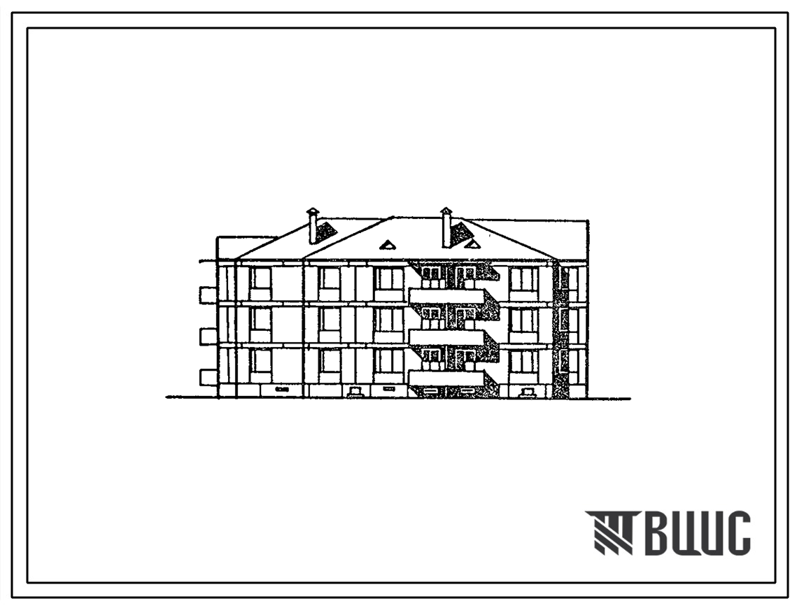 Типовой проект 81-017.13.88 Трехэтажная блок-секция угловая левая на 15 квартир. Для Калининграда и Калининградской области