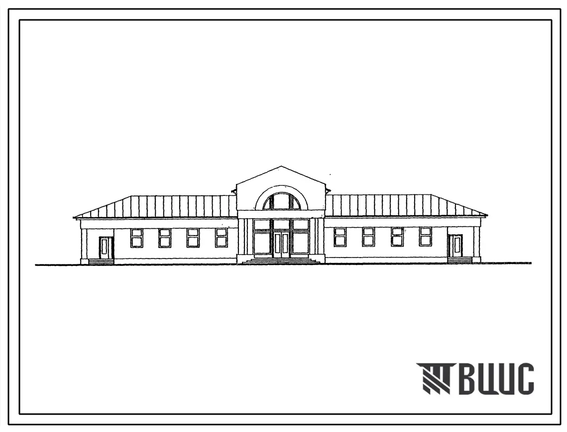 Типовой проект 274-4-3.91 Общественный микроцентр сельского населенного пункта на 100 жителей (со стенами из кирпича). Здание одноэтажное.