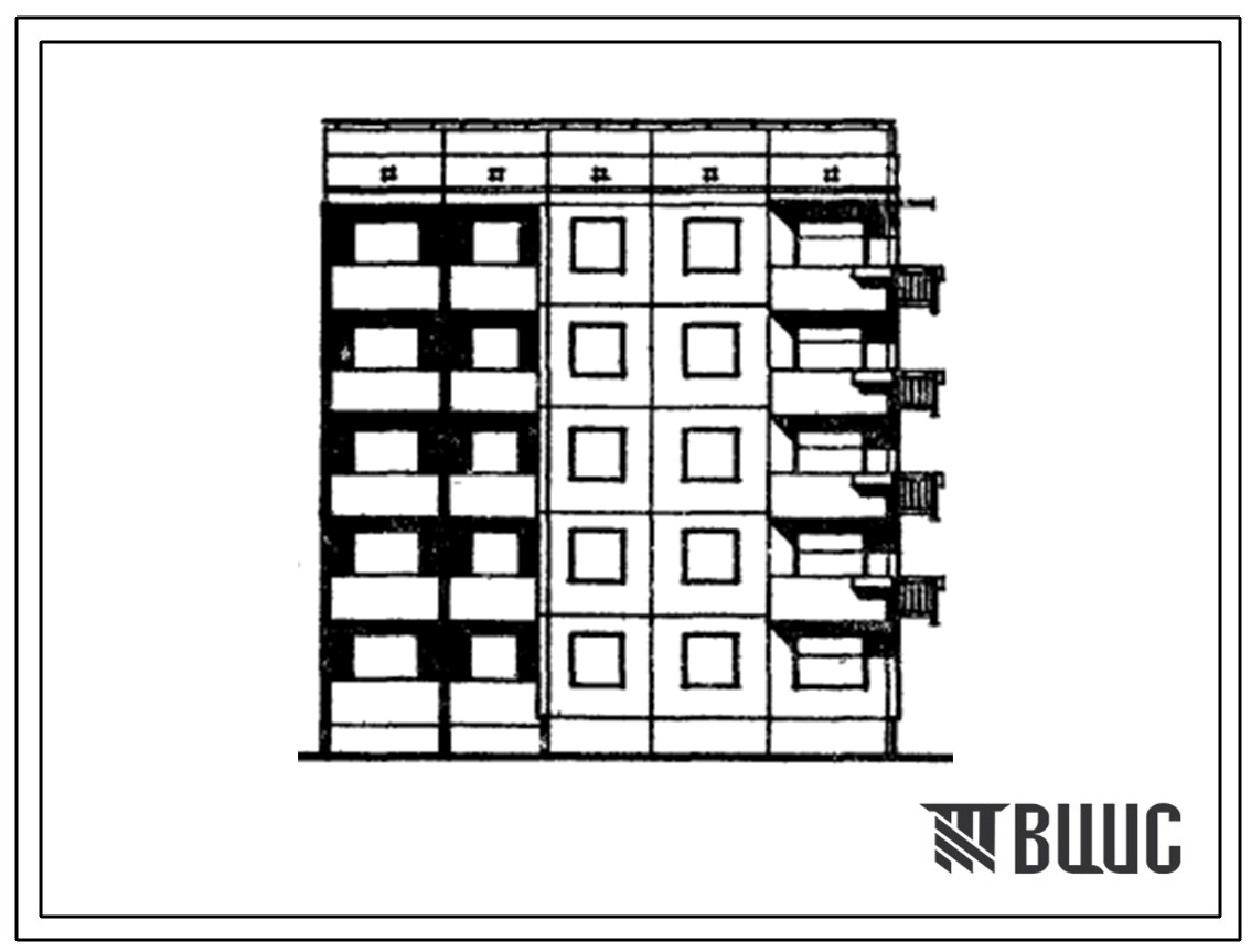 Типовой проект 94-011/1 Блок-секция 5-этажная 15-квартирная торцовая правая, 1Б-2Б-3А