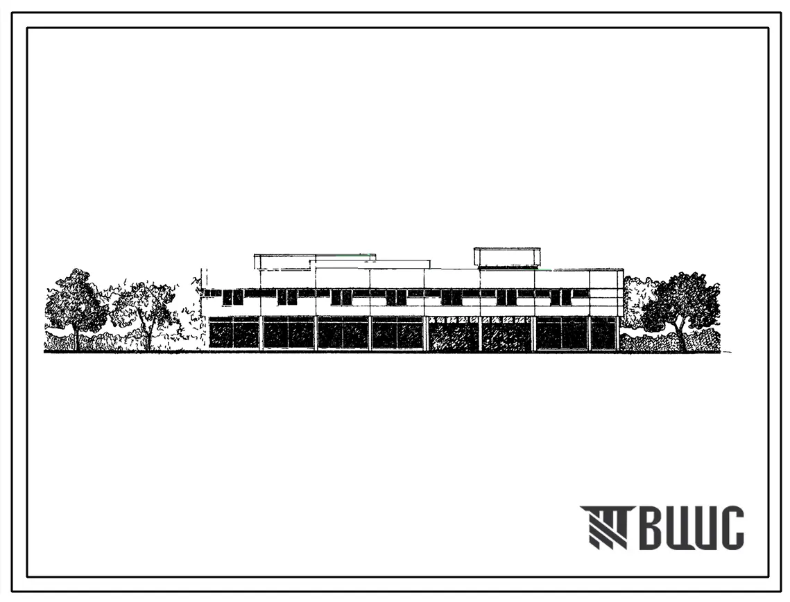 Типовой проект 272-31-51 Общественный центр микрорайона с универсамом торговой площадью 400 м2, столовой на 100 мест и предприятиями коммунально-бытового обслуживания, для строительства во 2 и 3 климатических районах