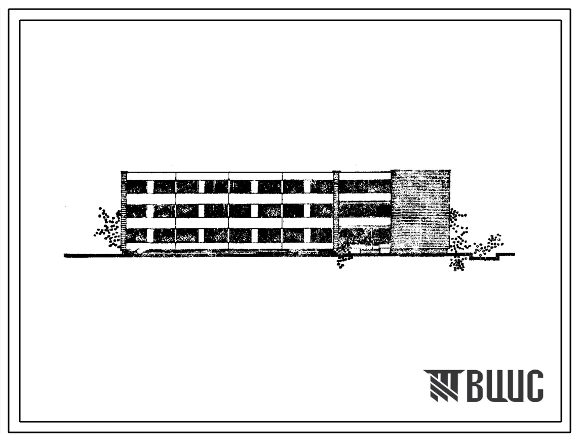 Типовой проект 161-80-48 Трехэтажное общежитие на 121 место. Для строительства во 2Б и 2В климатических подрайонах Литовской ССР