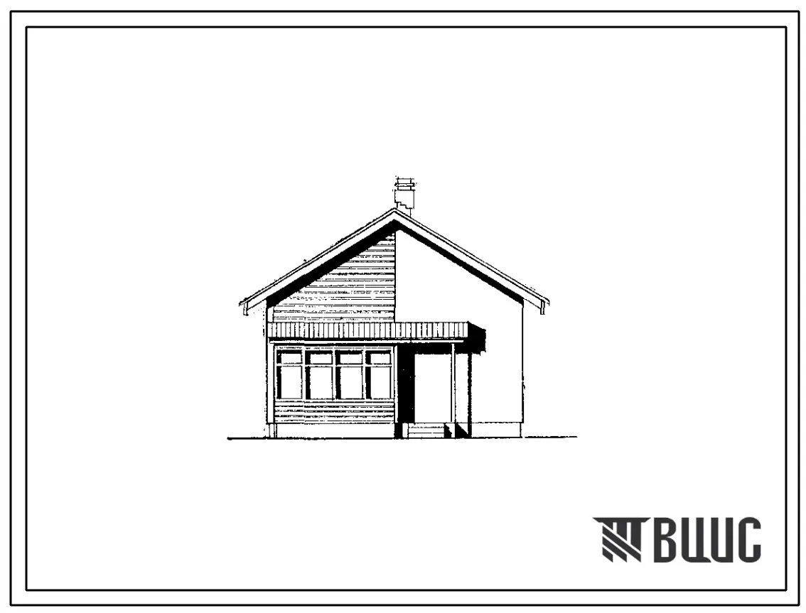 Типовой проект 184-000-595.87 Двухкомнатный садовый летний домик с мансардой (разработан вариант из мелких блоков ячеистого бетона). Площадь, м2: общая 23,6, мансарды 15,0, веранды 10,0