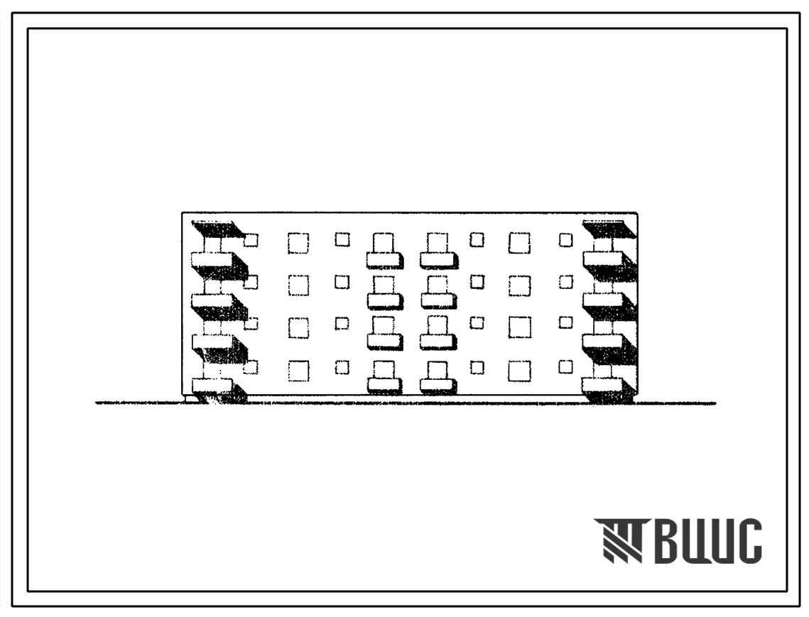 Типовой проект 98-014с/76 Четырехэтажная блок-секция рядовая -торцовая на 16 квартир (двухкомнатных 2Б-8; трехкомнатных 3А-8). Для строительства в районах сейсмичностью 9 баллов.