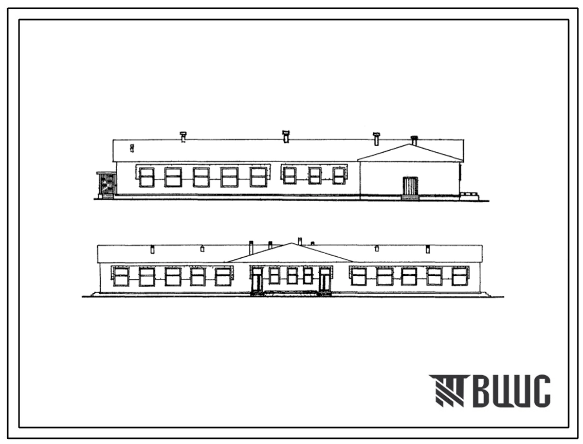 Типовой проект 214-1-141с Блокированное здание детских яслей-сада на 50 мест и начальной школы на 80 учащихся, для сельского строительства в 1В климатическом подрайоне, 2 и 3 климатических районах сейсмичностью 7, 8 и 9 баллов