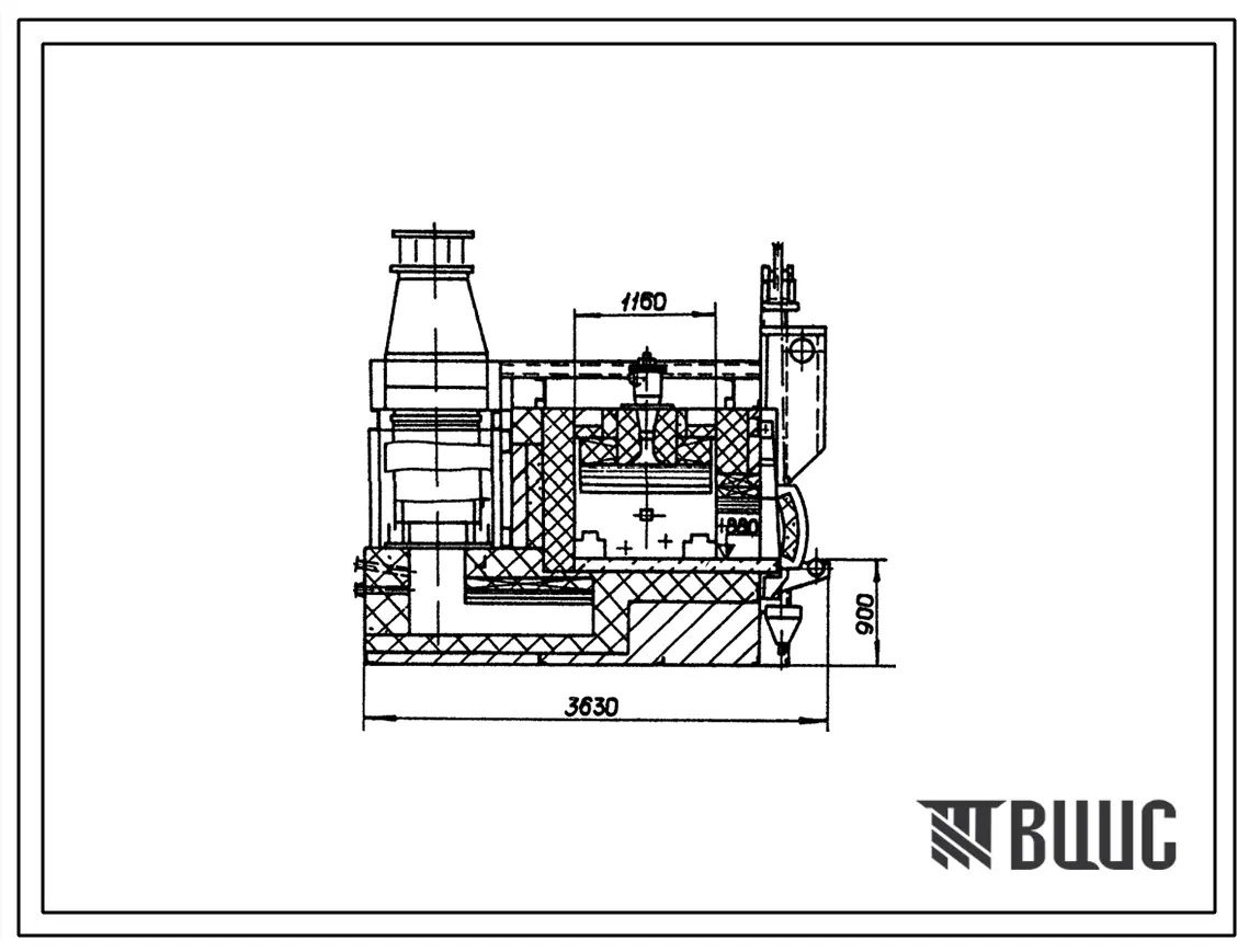 Типовой проект 406-9-261.83 Печь нагревательная двухкамерная, размеры пода 2(1,16х1,16) м, на газе низкого давления с отводом дыма вверх
