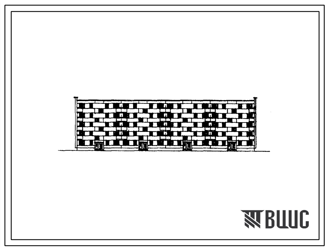 Типовой проект 1-468Б-10 Пятиэтажный четырехсекционный дом на 70 квартир для кооперативного строительства с наружными стеновыми панелями двухрядной разрезки (однокомнатных  30,  двухкомнатных  40).