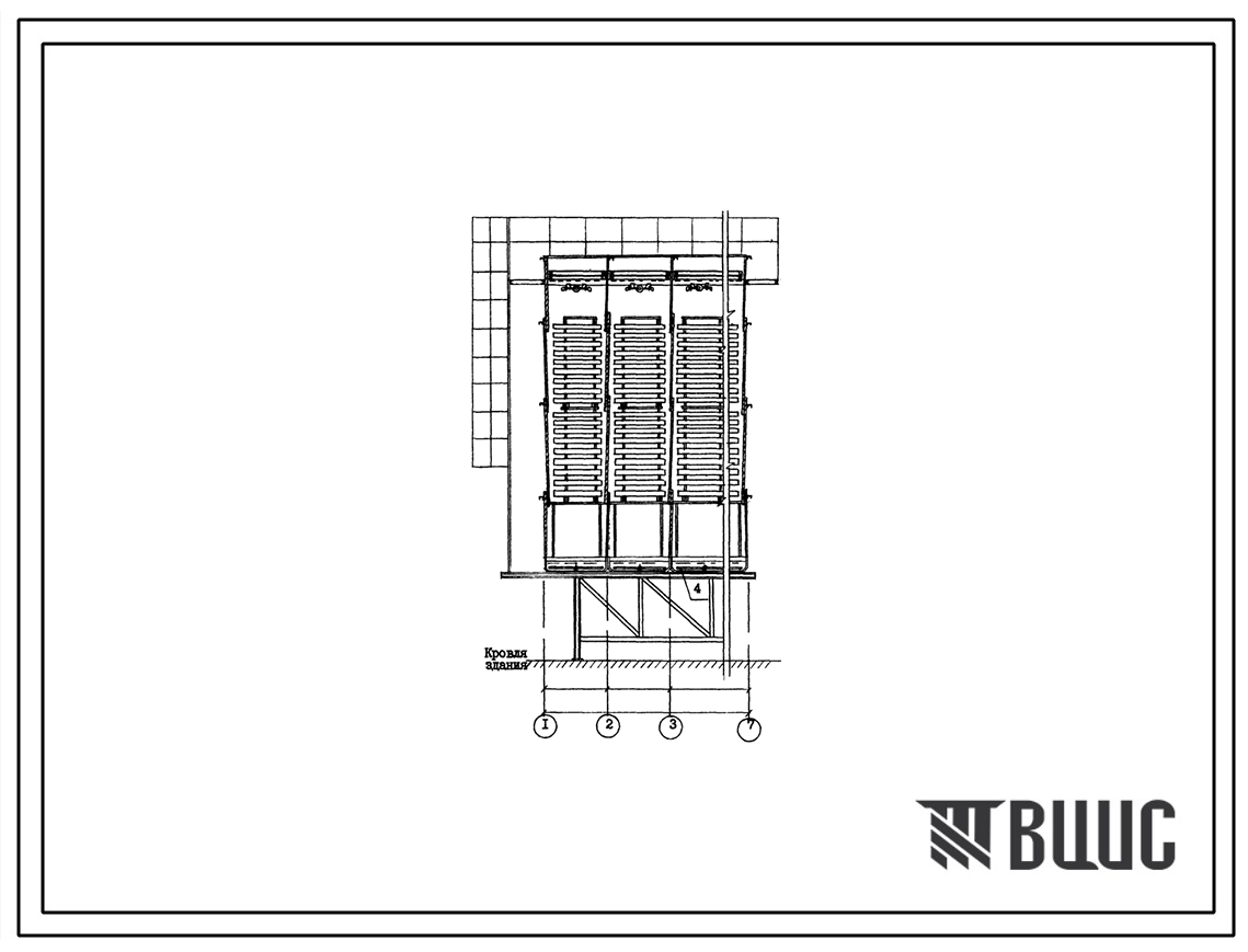 Типовой проект 901-6-55 Градирни с вентиляторами 06-300 № 8 пленочные и капельные с секциями площадью 2 кв.м, располагаемые на зданиях с плоской кровлей