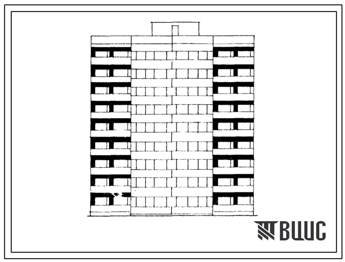 Типовой проект 1-467А-031/1 Девятиэтажная блок-секция торцевая левая на 36 квартир (однокомнатных 1А-1, 1Б-9, двухкомнатных 2Б-8, трехкомнатных 3А-9, четырехкомнатных 4Б-9). Для строительства во 2Б и 2В климатических подрайонах Латвийской ССР