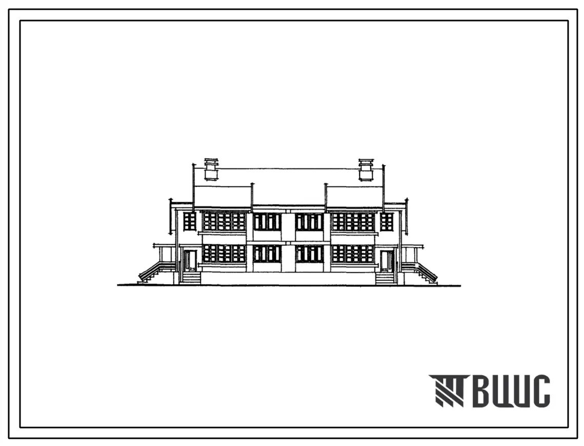 Типовой проект 113-115-29/75 Двухэтажный четырехквартирный жилой дом с трехкомнатными квартирами (поэтажными).
