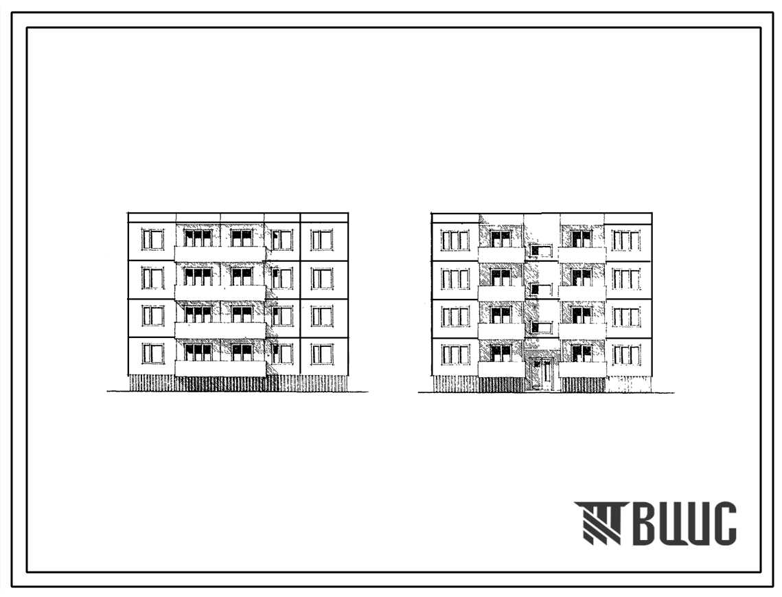 Типовой проект 111-121-39 Четырехэтажный односекционный жилой дом на 12 квартир (однокомнатных 1Б-4, двухкомнатных 2Б-4, трехкомнатных 3Б-4), с шагом поперечных стен 2,6 и 3,2 м. Для строительства в 1В климатическом подрайоне, 2 и 3 климатический районах