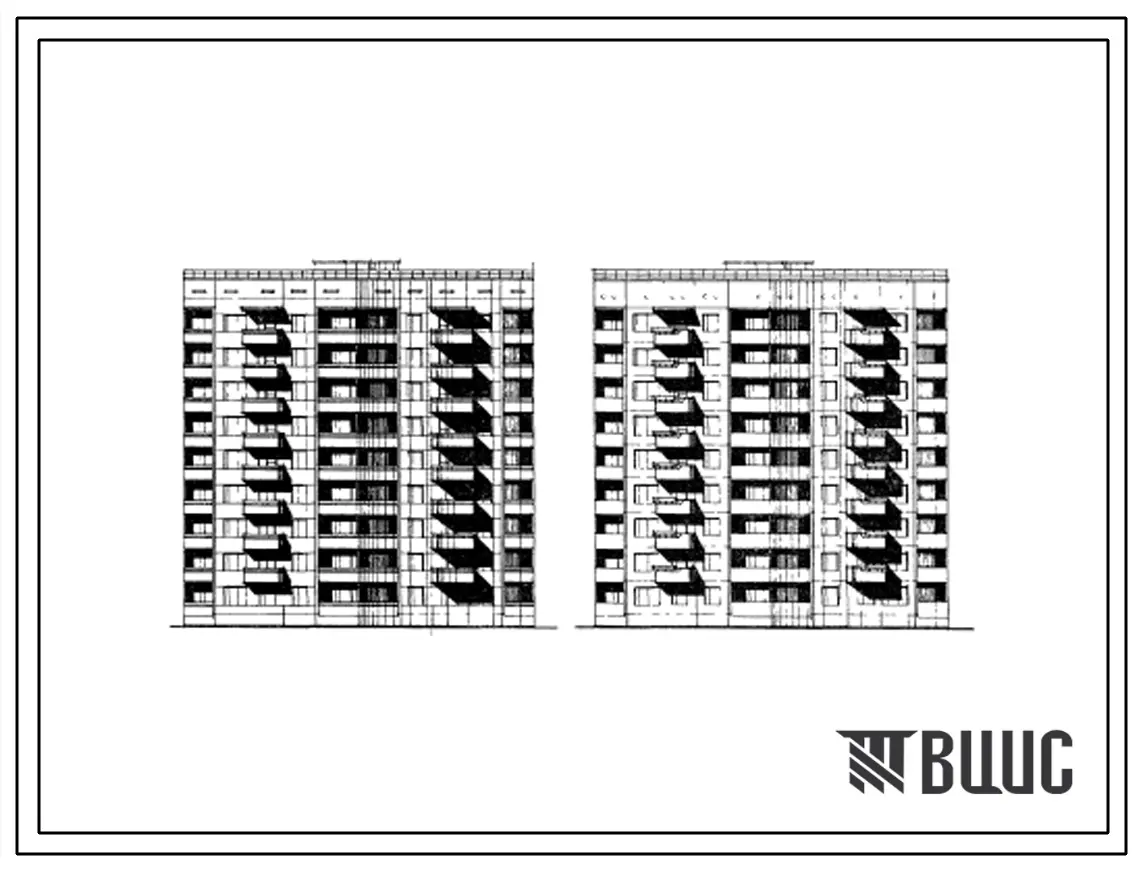 Типовой проект 135-073 Девятиэтажная блок-секция поворотная под углом 135? на 36 квартир (трехкомнатных 3Б-27; двухкомнатных 2Б-9).