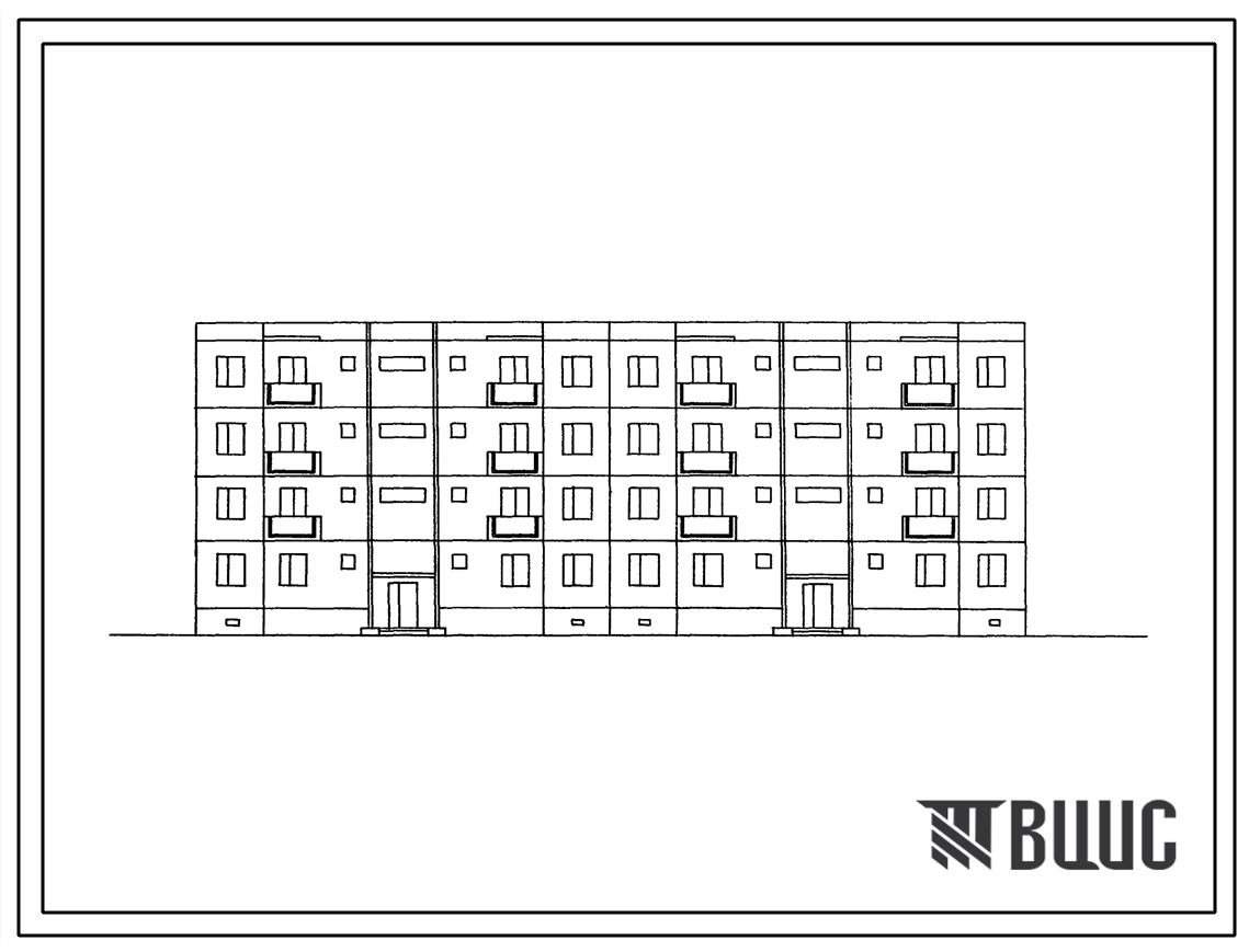 Типовой проект 127-08С/1 Четырехэтажная крупнопанельная рядовая блок-секция на 16 квартир (трехкомнатных 3А-8, 3Б-4; пятикомнатных 5А-4).