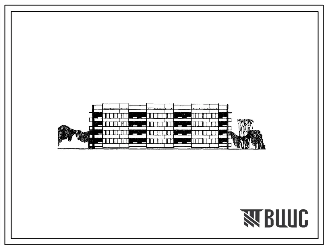 Типовой проект 111-26-24/1 Четырехэтажный трехсекционный жилой дом на 32 квартиры (однокомнатных 1Б-8, двухкомнатных 2Б-8, трехкомнатных 3Б-12, четырехкомнатных 4Б-4) для строительства во 2 и 3 климатических районах Украинской ССР