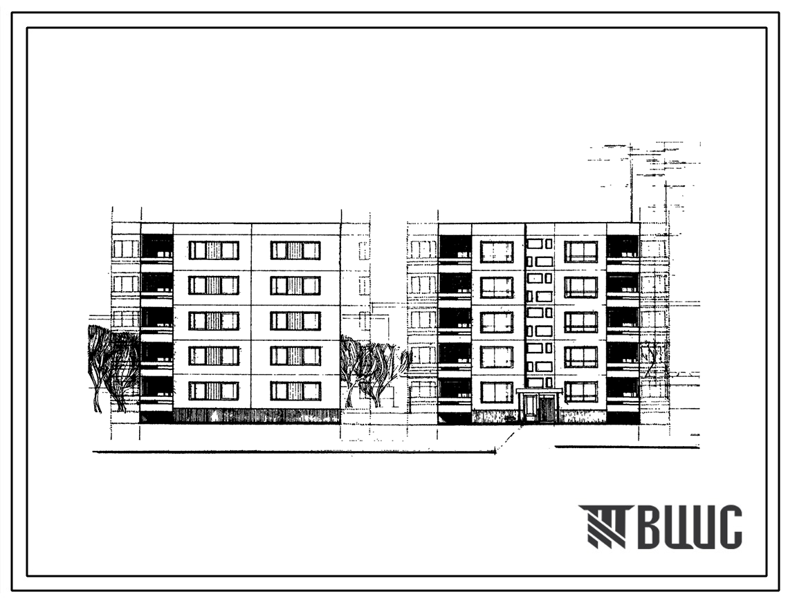 Типовой проект 99-010/1 Блок-секция пятиэтажная рядовая левая на 15 квартир (однокомнатных 1А-5, двухкомнатных 2Б-5, трехкомнатных 3А-5). Для строительства в 1В климатическом подрайоне, 2 и 3 климатических районах