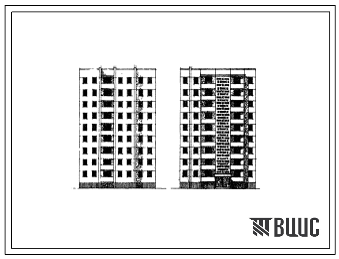 Типовой проект 97-026 Девятиэтажная крупнопанельная блок-секция торцевая рядовая левая на 27 квартир (двухкомнатных 2Б-9, трехкомнатных 3Б-9, четырехкомнатных 4Б-9) с шагом поперечных стен 3,0 и 4,5 для строительства в 1В климатическом районе. Стены из од