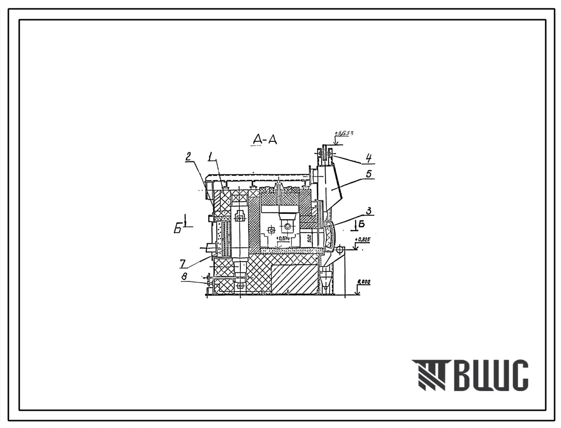 Проект 12124 Печь нагревательная камерная размерами пода 1.62х1.16 м на газе низкого давления с отводом дыма в боров