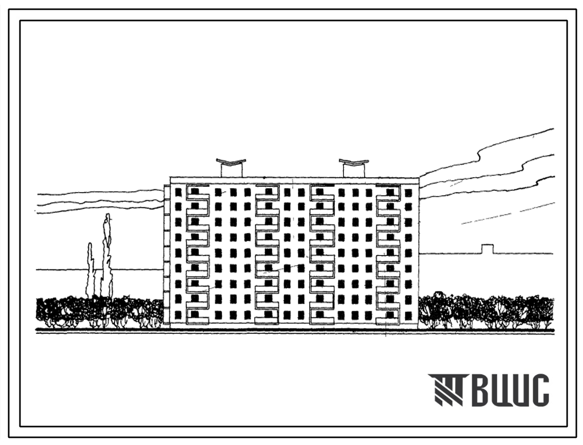 Типовой проект 1Кг-480-054 Двойная блок-секция 9-этажного жилого дома рядовая и левая торцевая на 72 квартиры.