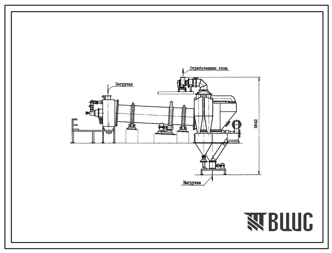 Типовой проект 406-9-244 Сушило барабанное с охлаждением Д=1,6 м, L=8 м производительностью 16 т/ч на мазуте для песка