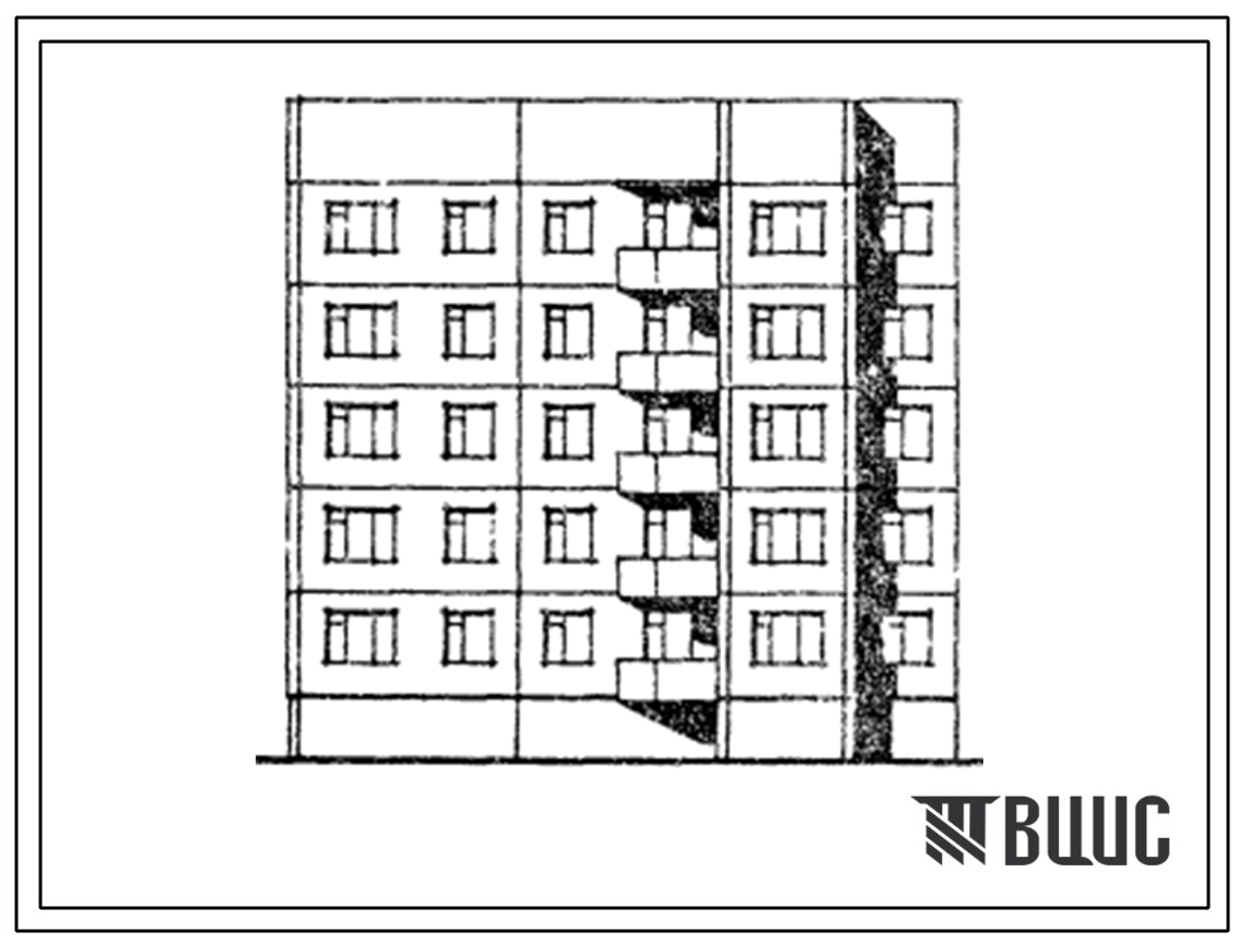 Типовой проект 185-03.13.86 Блок-секция 5-этажная 15-квартирная торцевая левая 2-3-4. Для строительства в г.Северодвинске.