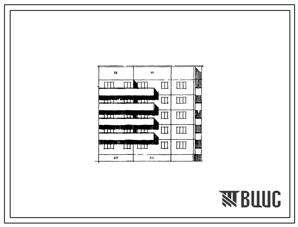 Типовой проект 108-035/1 Блок-секция пятиэтажна  торцовая правая на 15 квартир (однокомнатных 1Б-5, двухкомнатных 2Б-1, трёхкомнатных 3Б-9) . Для строительства в 1В, 2Б, 2В, 2Г, 3А климатических подрайонах.