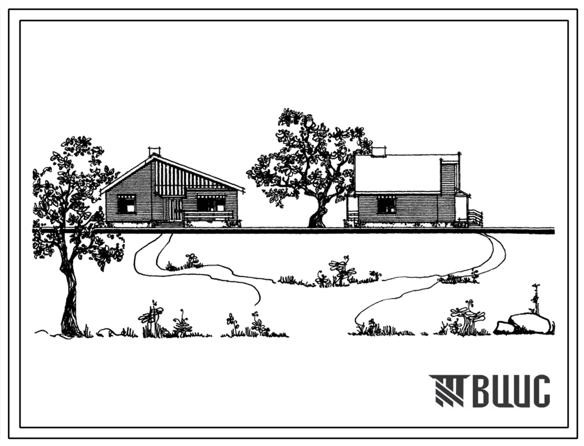 Типовой проект 184-89-55/1 Одноэтажный жилой дом с двухкомнатной квартирой типа 2Б (шифр БКС-1). Для строительства во 2В климатическом подрайоне Белорусской ССР
