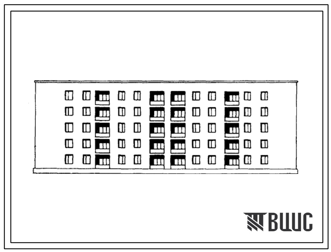 Типовой проект 155-102-30/1 Пятиэтажный дом на 80 человек для одиноких и малосемейных на 60 квартир (однокомнатных 1А-40, двухкомнатных 2А-20). Для строительства в 3Б климатическом подрайоне