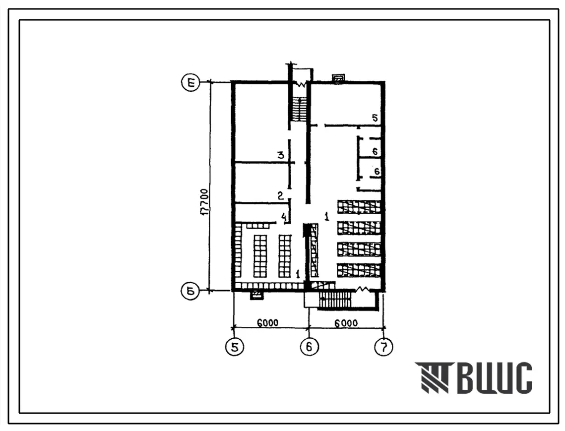 Типовой проект П-4-160(213-1-126-287.84) Помещения подвала детского сада-яслей на 140 мест, (убежище на 160 человек, размеры убежища 17,7м на 30м, режимы вентиляции 1,2).