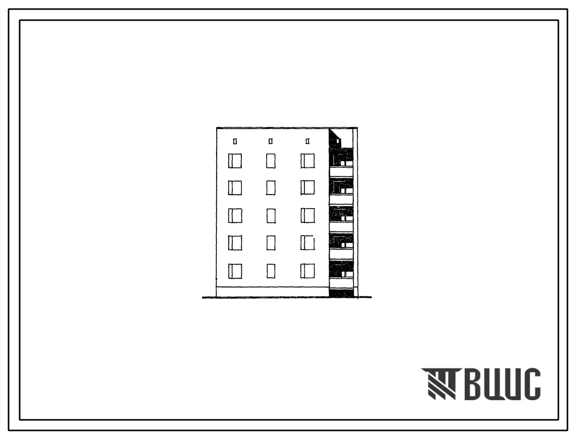 Типовой проект 87-063ПВ.2 Унифицированная блок-секция пятиэтажного дома рядовая правая на 10 квартир (Р-2Б-3А).