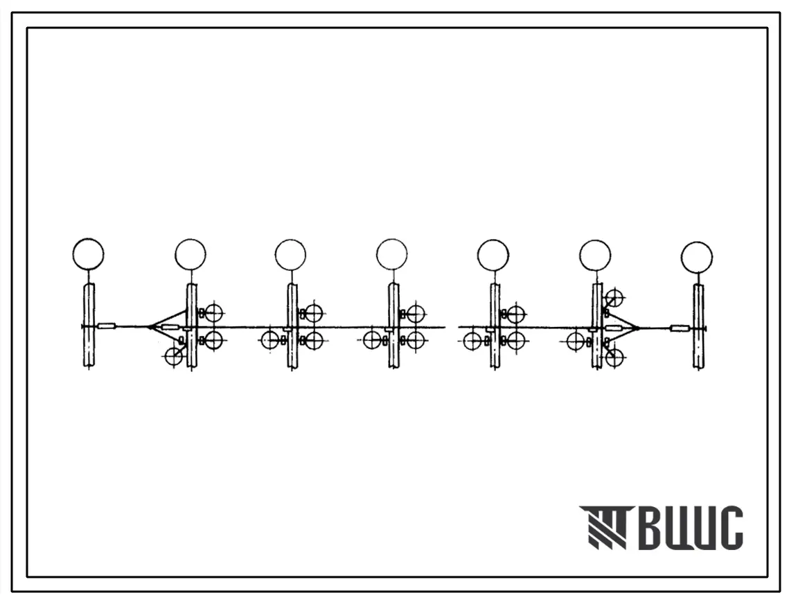 Серия 4.407-50 Комплектные линии электроосвещения. Открытые проводки с ртутными лампами и лампами накаливания (установка поперек металлических ферм). Материалы для проектирования.