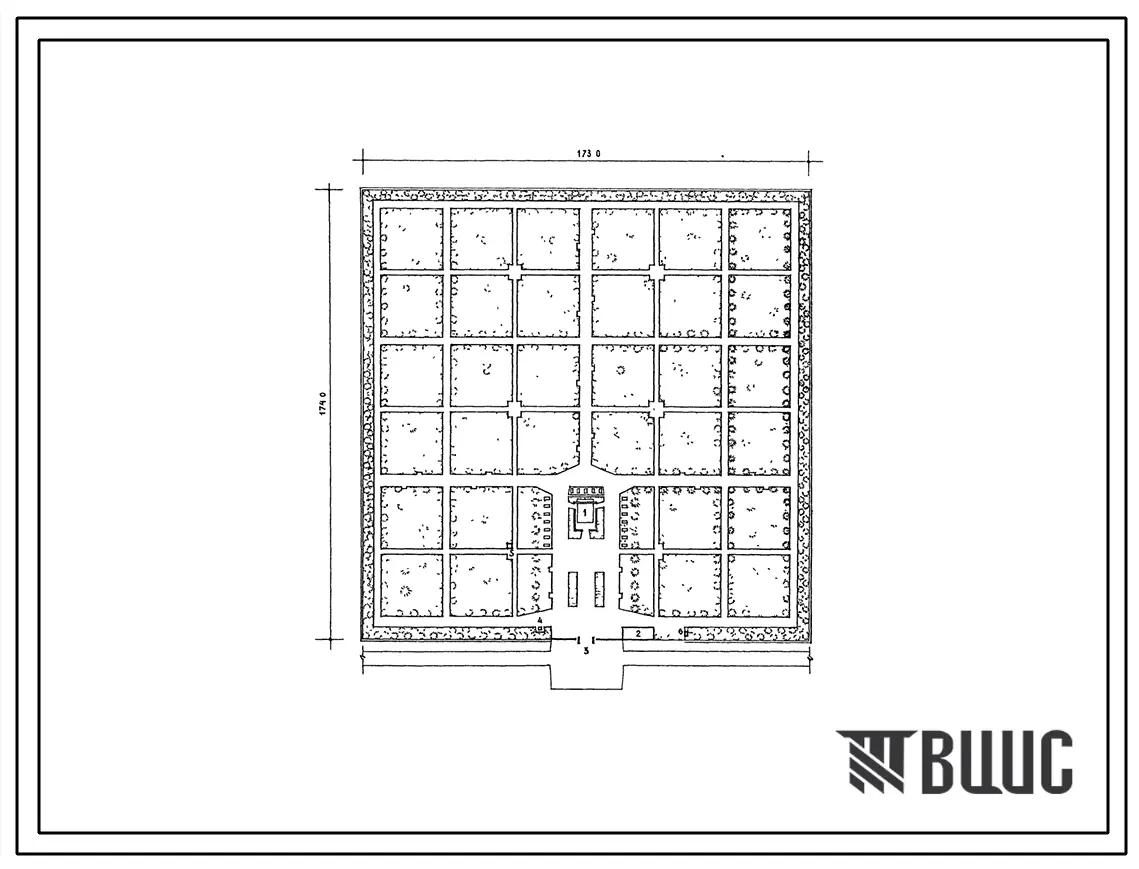 Типовой проект 284-9-6 Комплекс зданий и сооружений для кладбища площадью 3 га. Павильон для проведения траурных гражданских обрядов.
