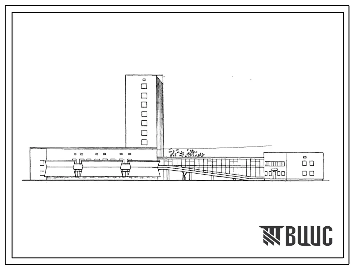 Типовой проект 254-1-17 Онкологическая больница на 450 коек с диспансерным отделением и пансионатом на 120 коек, для строительства во 2 и 3 строительно-климатических зонах. Генеральный план.