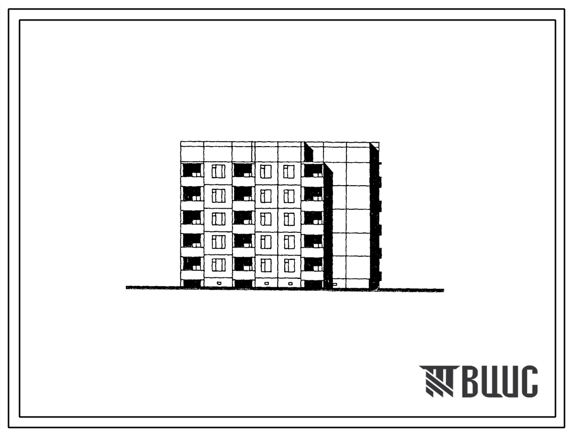Типовой проект 112-058.13.88 Пятиэтажная блок-секция угловая (торцевая) правая на 20 квартир. Для Коми АССР