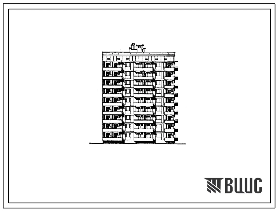 Типовой проект 67-038.87 Девятиэтажная блок-секция торцовая на 36 квартир 2, 2, 2, 3 (правая)