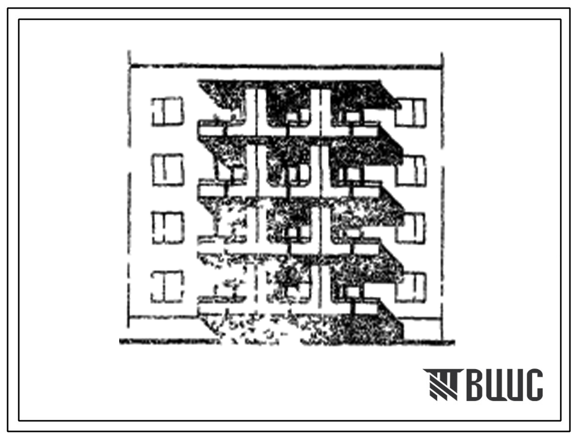 Типовой проект 175-02с.84 Блок-секция 4-этажная 12-квартирная 2Б.1Б.3Б рядовая с торцевыми окончаниями. Для строительства во 2 климатическом районе Киргизской ССР сейсмичностью 8 баллов.