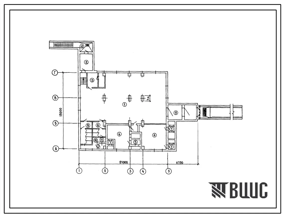 Типовой проект А-2,3,4-600-277.84 Склад материалов и оборудования отдельно стоящий заглубленный (водонасыщенные грунты), (убежище на 600 человек, размеры убежища 27,75м на 18м, режимы вентиляции 1,2).