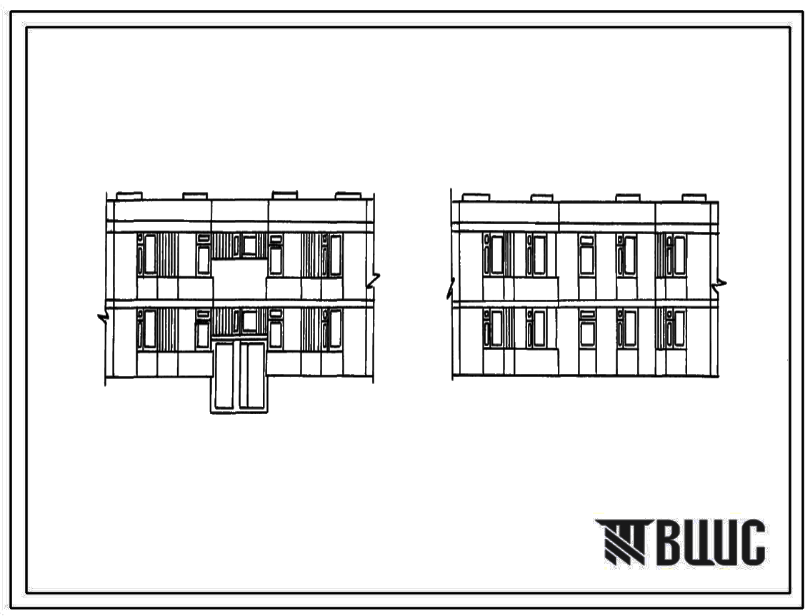 Типовой проект 126-052.84 Двухэтажная блок-секция рядовая с торцевыми окончаниями на 6 квартир. Для строительства в сельской местности