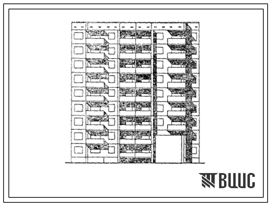 Типовой проект 125-046/1.2 Блок-секция 9-этажная 32-квартирная рядовая с проездом. Для строительства в 1В и 1Д климатических подрайонах (города Братск и Усть-Илимск).