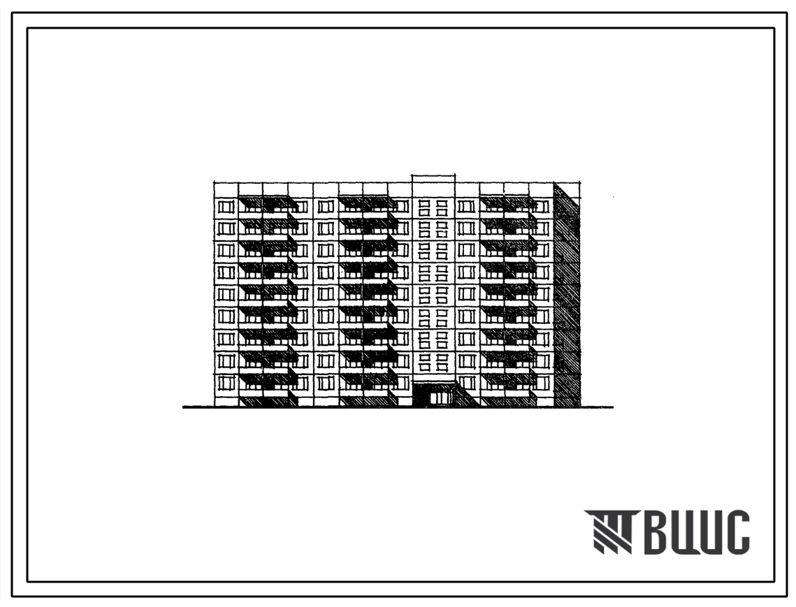 Типовой проект 91-045.84 Блок-секция 9-этажная 107-квартирная для малосемейных