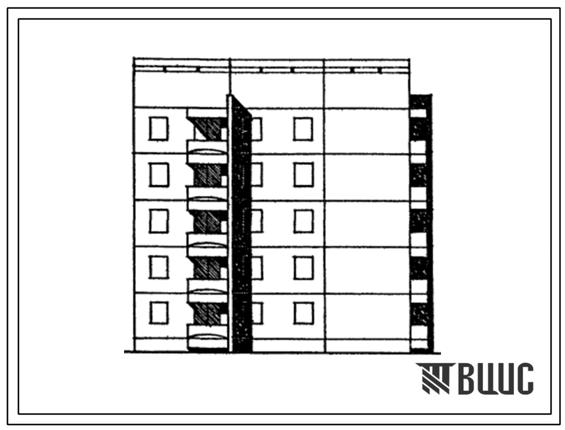 Типовой проект 129-042с.13.86 Блок-секция 5-этажная 10-квартирная торцовая обратная левая 3Б-3Б (для Армянской ССР)