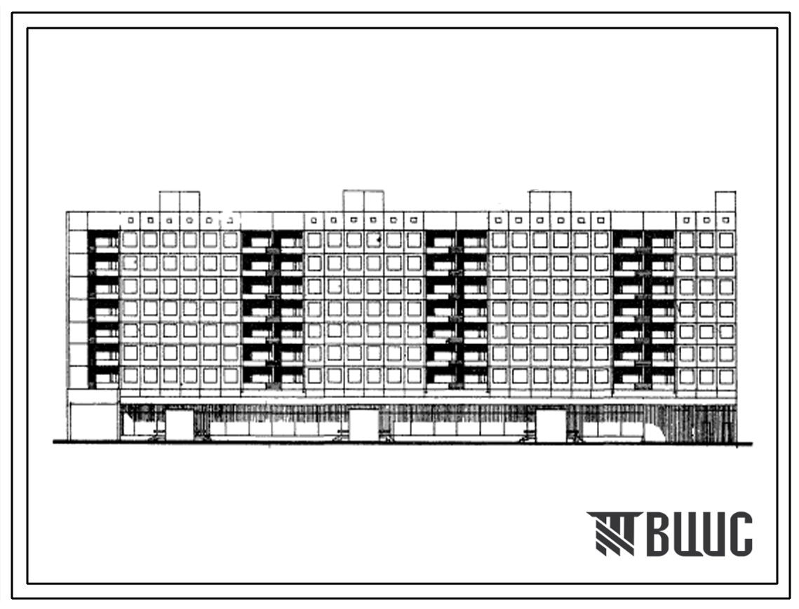 Типовой проект 1Лг-504Д-12 9-этажный 7-секционный крупнопанельный жилой дом на 214 квартир с пристроенными магазинами в 1-м этаже.